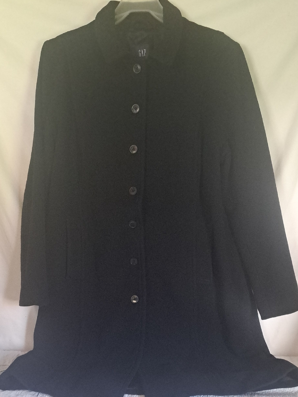 GAP Black Button-Front Long Pea Coat